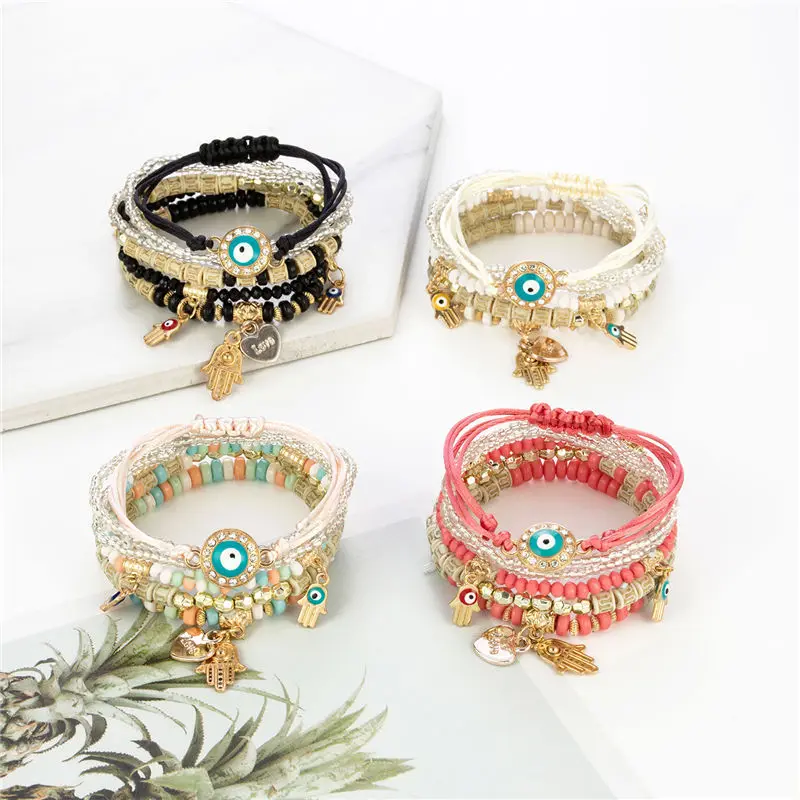 Dropshipping Designer Charms Woven Bracelet Women Adjustable Boho Lucky Evil Eye Beads Stack Bracelets Jewelry Sets
Dropshipping Designer Charms Woven Bracelet Women Adjustable Boho Lucky Evil Eye Beads Stack Bracelets Jewelry Sets