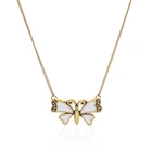 Vintage Enamel Butterfly Pendant Necklaces Antique Bronze Women Beautiful Flying Butterfly Necklace Jewelry