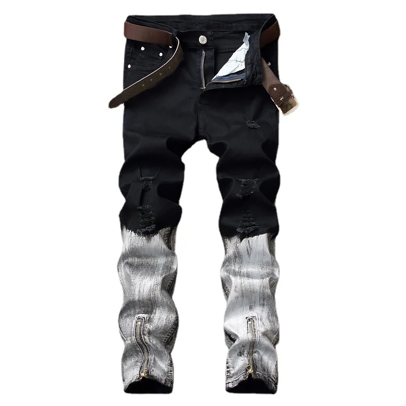 2021 European And American New Style Large Size Ripped Straight Two-color Trousers Slim Feet Fashion Men's Casual Jeans, Shown
2021 European And American New Style Large Size Ripped Straight Two-color Trousers Slim Feet Fashion Men's Casual Jeans, Shown