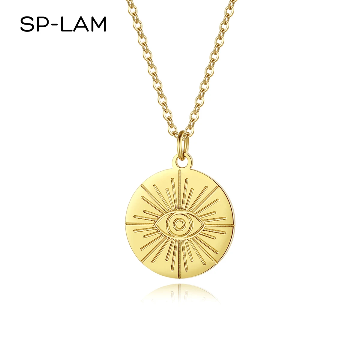SP-LAM Trendy Jewelry Gold Plated Trending 2021 Chain Summer Coin Stainless Steel Eye Necklace
SP-LAM Trendy Jewelry Gold Plated Trending 2021 Chain Summer Coin Stainless Steel Eye Necklace