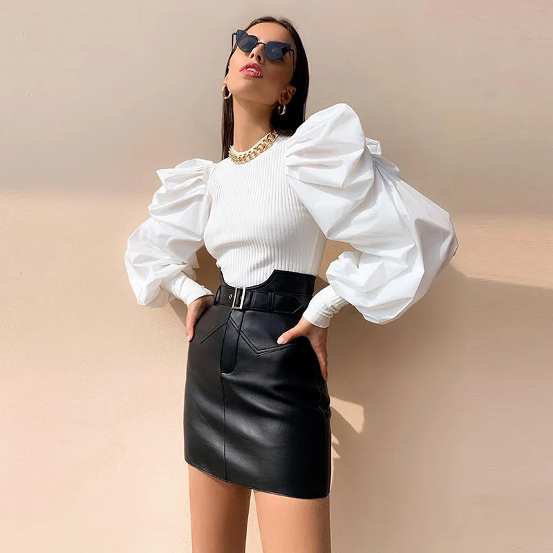 Spring And Autumn Puff Sleeve Sexy Knitted Ladies Camiseta Skinny Top Maglietta Women Black Blouse Long Sleeve
Spring And Autumn Puff Sleeve Sexy Knitted Ladies Camiseta Skinny Top Maglietta Women Black Blouse Long Sleeve