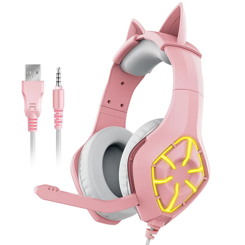 Colorful lights Cat Girl Pink Wired Game Headset Computer Headphone RGB Light Stereo Earphone with Microphone for PS4 XBOXONE PC, Pink/ black red/ black blue
Colorful lights Cat Girl Pink Wired Game Headset Computer Headphone RGB Light Stereo Earphone with Microphone for PS4 XBOXONE PC, Pink/ black red/ black blue