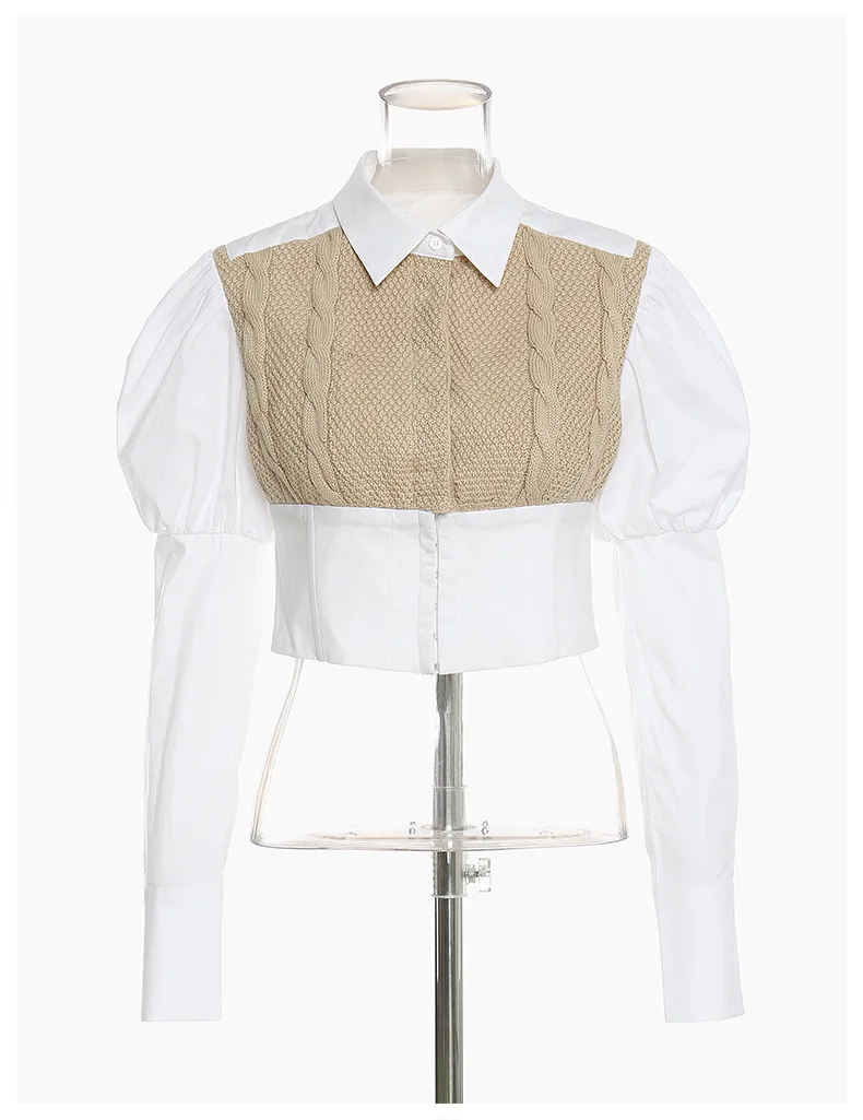 New Designs Plain White Crop Woman Long Puffer Sleeve Cropped Top Patchwork Sweater Women Clothing Shirts Blouses And Tops Lady
New Designs Plain White Crop Woman Long Puffer Sleeve Cropped Top Patchwork Sweater Women Clothing Shirts Blouses And Tops Lady