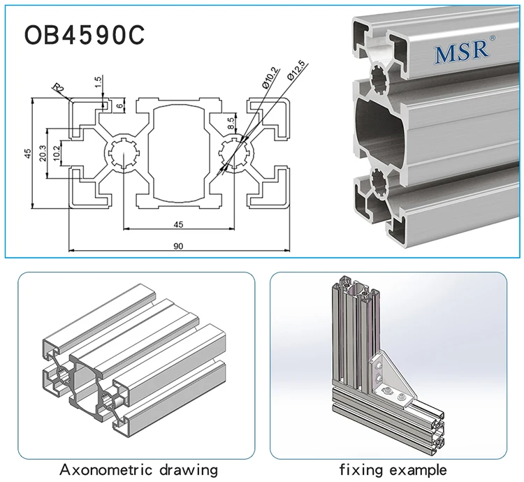 ob4590C  aluminium extrusion profile aluminum aluminum window profile 4590 chinese supplier