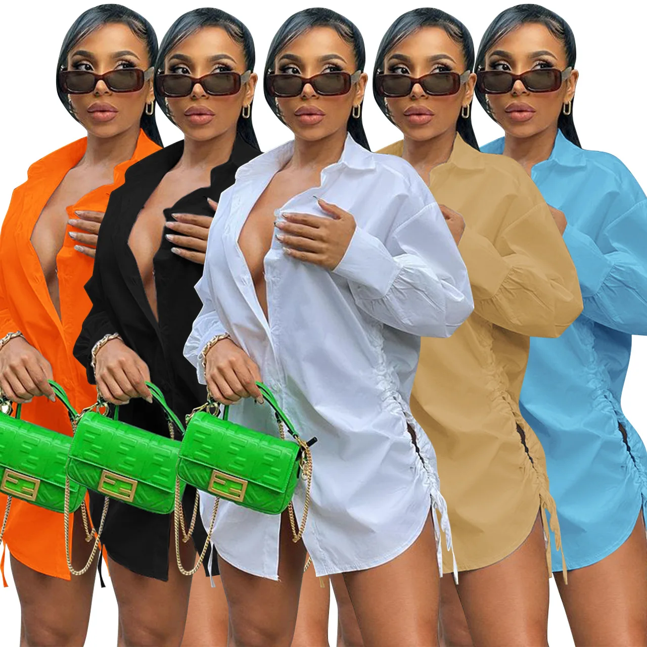 2021 New Arrival Side Drawstring Korean Fashion Dress Shirt Dresses Women Clothing Girls' Dresses
2021 New Arrival Side Drawstring Korean Fashion Dress Shirt Dresses Women Clothing Girls' Dresses