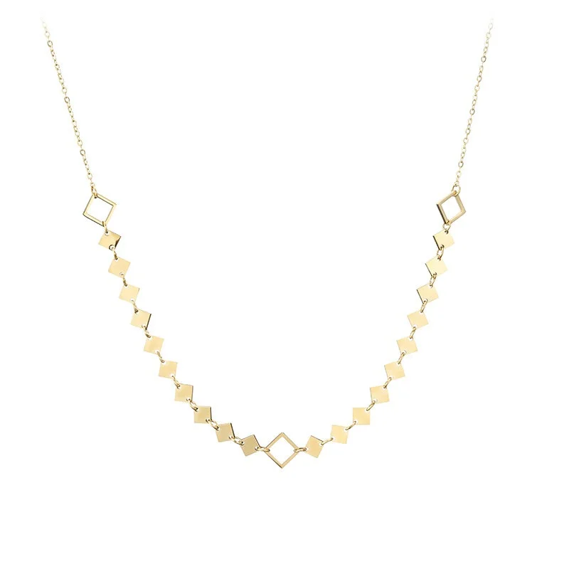 Korean Style Jewelry Small Square Stainless Steel 18k Gold Platted Metal Fashion Necklace
Korean Style Jewelry Small Square Stainless Steel 18k Gold Platted Metal Fashion Necklace