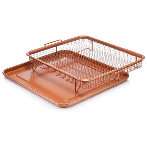 Amazon Copper Crisper / Baking Tray with Elevated Mesh Crisping Grill Basket 2 Piece Set for Oven Stovetop Grill, Picture
Amazon Copper Crisper / Baking Tray with Elevated Mesh Crisping Grill Basket 2 Piece Set for Oven Stovetop Grill, Picture