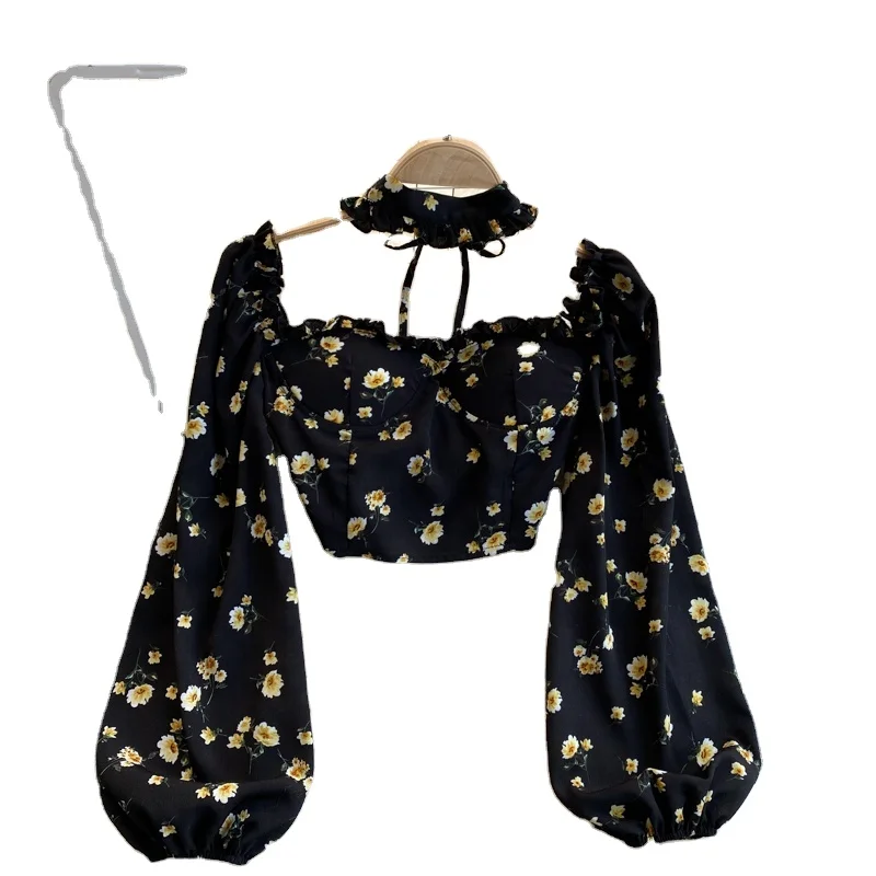 Summer Women's Korean Style Elegant Floral Long Puff Sleeve Blouse Ruffle Casual Cropped Tops Lady
Summer Women's Korean Style Elegant Floral Long Puff Sleeve Blouse Ruffle Casual Cropped Tops Lady