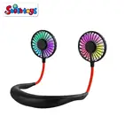 portable LED Light and 1200mAh Battery Capacity usb necklace Fan Personal neck fan