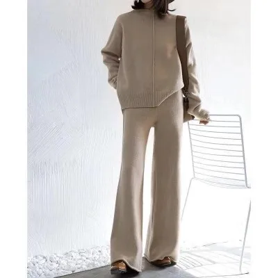 Winter New Arrival Women Pullover Sweater Tracksuit Women High Waist Knit Wide Leg Pants Women Suit 2 Piece Set
Winter New Arrival Women Pullover Sweater Tracksuit Women High Waist Knit Wide Leg Pants Women Suit 2 Piece Set