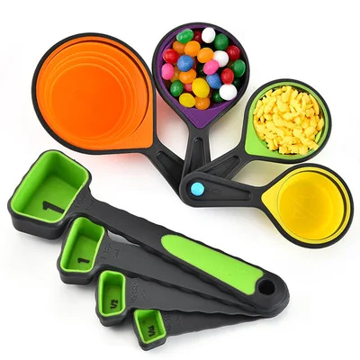 X085 Silicone Measuring Cup and Measuring Spoon Sets Baking Tools Color Folding Measuring Spoon Set, Green and black
X085 Silicone Measuring Cup and Measuring Spoon Sets Baking Tools Color Folding Measuring Spoon Set, Green and black