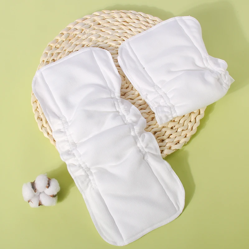 

Babyshow absorbent bamboo cotton insert with elastic leak guard bottom baby cloth diaper bamboo insert, White