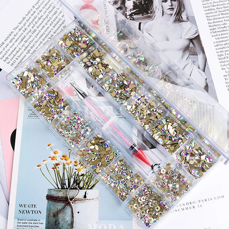 2000 PCS 3D AB Rhinestones Nail Gems Iridescent Clear Class Multi-Shape Flat Back Shiny Nails Jewels Nails Art Rhinestones Set, Crystal ab
2000 PCS 3D AB Rhinestones Nail Gems Iridescent Clear Class Multi-Shape Flat Back Shiny Nails Jewels Nails Art Rhinestones Set, Crystal ab