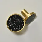 Maxery Decoration Marble Brass Flat Round Handle Furniture Handle Cabinet Knob For Kitchen Cabinet