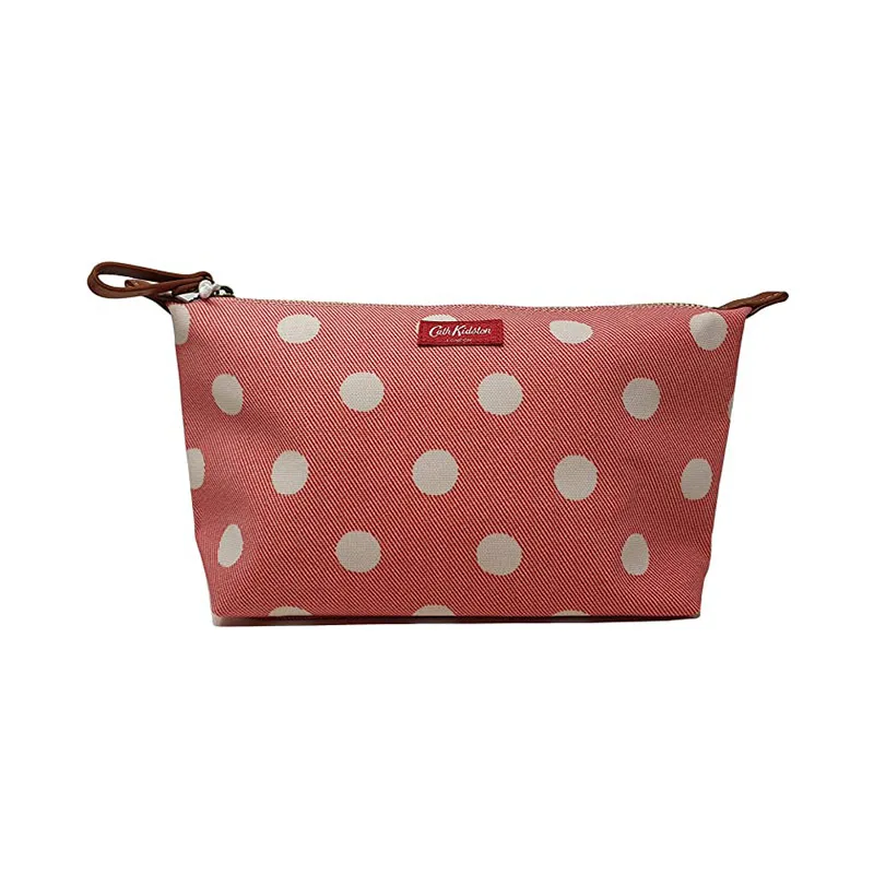 Qetesh Button Spot Twill Red Pouch Cosmetic Bag and Case, As picture 
Qetesh Button Spot Twill Red Pouch Cosmetic Bag and Case, As picture