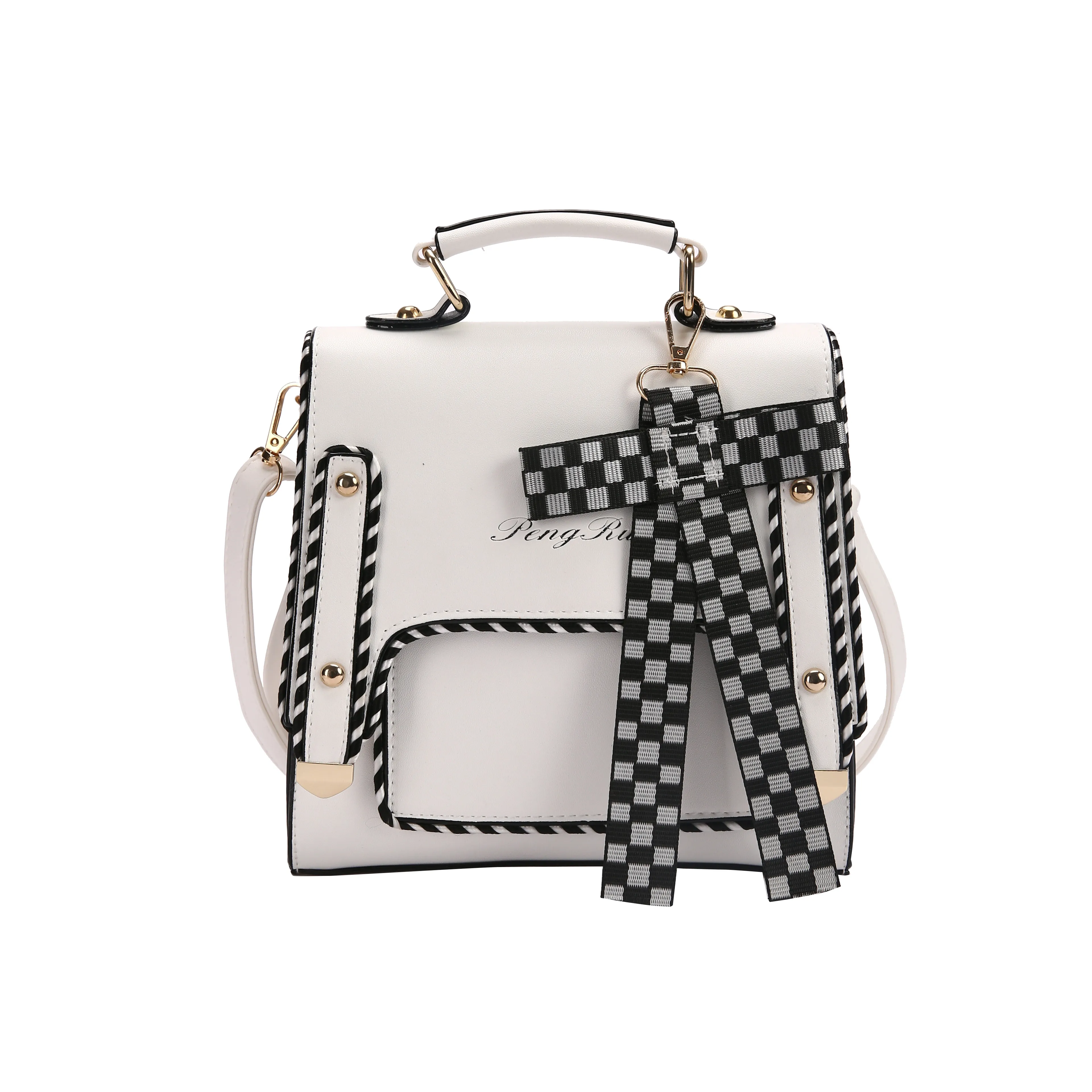 Ladies Backpack PU Leather Pure Color Bag Grid Bag Simple Woman's Small Backpack, White
Ladies Backpack PU Leather Pure Color Bag Grid Bag Simple Woman's Small Backpack, White