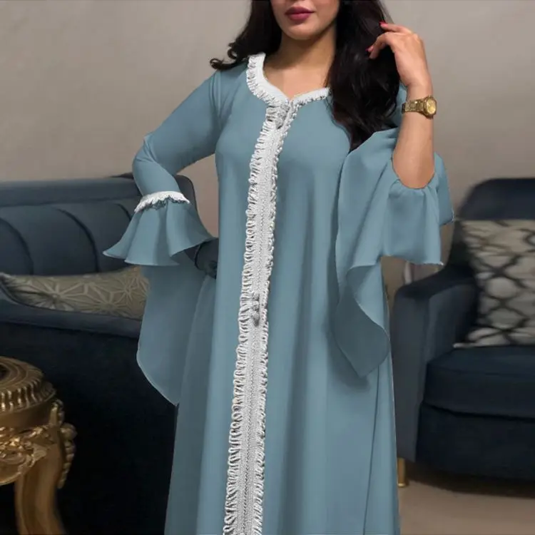 2022 New Long Sleeve Solid Color Satin Dress Dubai Elegant Dress Abaya For Muslim Women
2022 New Long Sleeve Solid Color Satin Dress Dubai Elegant Dress Abaya For Muslim Women