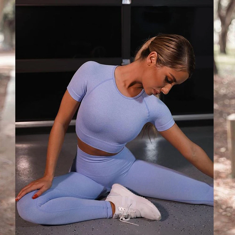 Wholesale Custom Workout Gym Two Piece Set Women Sports Set Fitness Seamless Leggings Yoga Set, 6 colors
Wholesale Custom Workout Gym Two Piece Set Women Sports Set Fitness Seamless Leggings Yoga Set, 6 colors