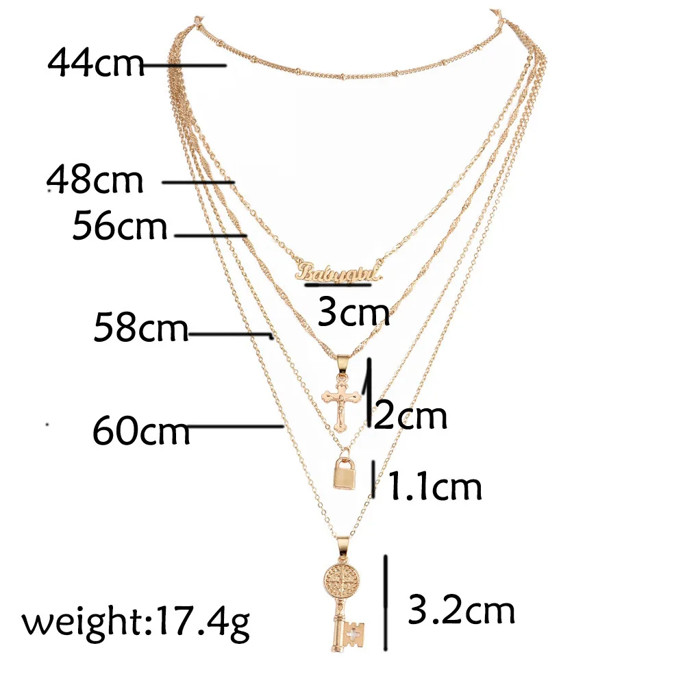 Fashion gold cross cheap layer chain necklace For Women N99033