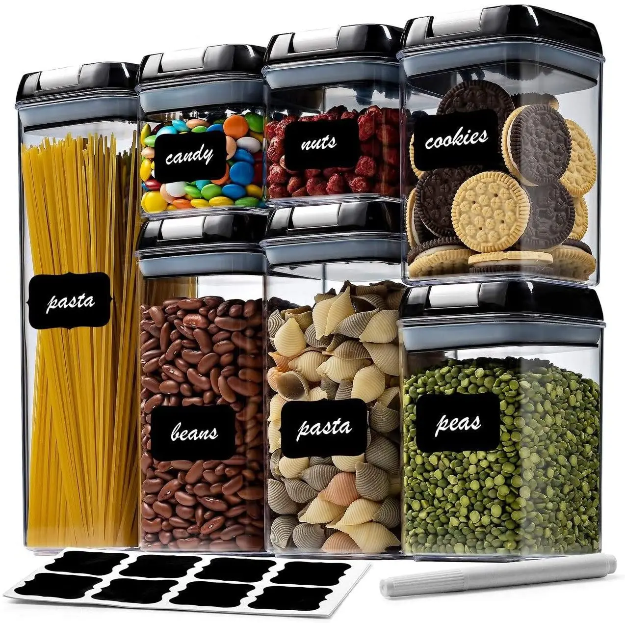 Clear BPA Free 7 Piece Set Air Tight Easy Open Lids Cereal Seal Pot Dry plastic Food Contain For Pantry Organization
Clear BPA Free 7 Piece Set Air Tight Easy Open Lids Cereal Seal Pot Dry plastic Food Contain For Pantry Organization