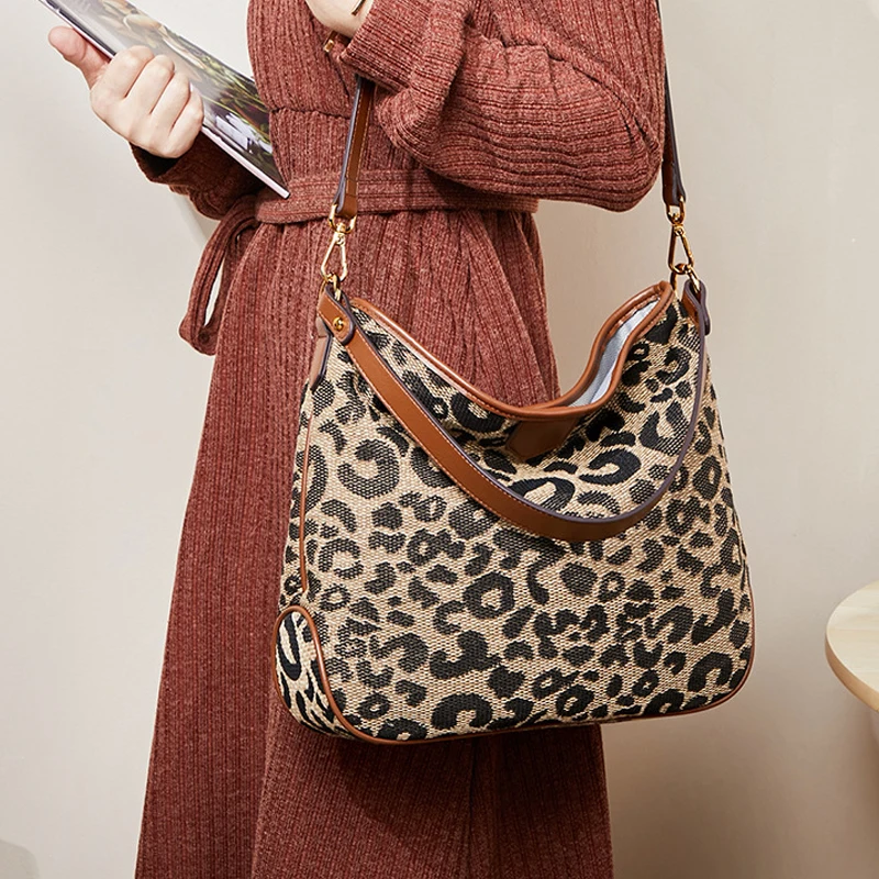Women's Large Capacity Bucket Bag Leopard Print Handbag Designer Leather Shoulder Cross Body Bag Handbag Tote Bags for Lady, Brown
Women's Large Capacity Bucket Bag Leopard Print Handbag Designer Leather Shoulder Cross Body Bag Handbag Tote Bags for Lady, Brown