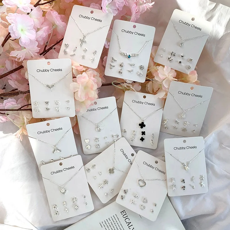 Stud earrings collarbone chain necklace set flower pearl heart-shaped jewelry set daily fashion ladies earring necklaces
Stud earrings collarbone chain necklace set flower pearl heart-shaped jewelry set daily fashion ladies earring necklaces