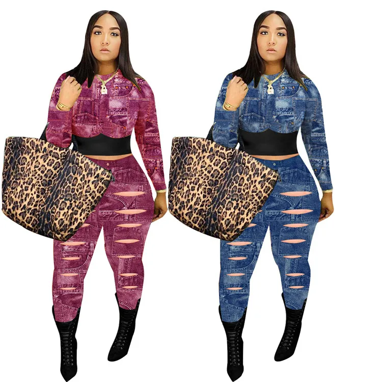 D96411 winter clothes for woman casual printed hollow-out hole long pants crop top long sleeves two piece set clothing
D96411 winter clothes for woman casual printed hollow-out hole long pants crop top long sleeves two piece set clothing