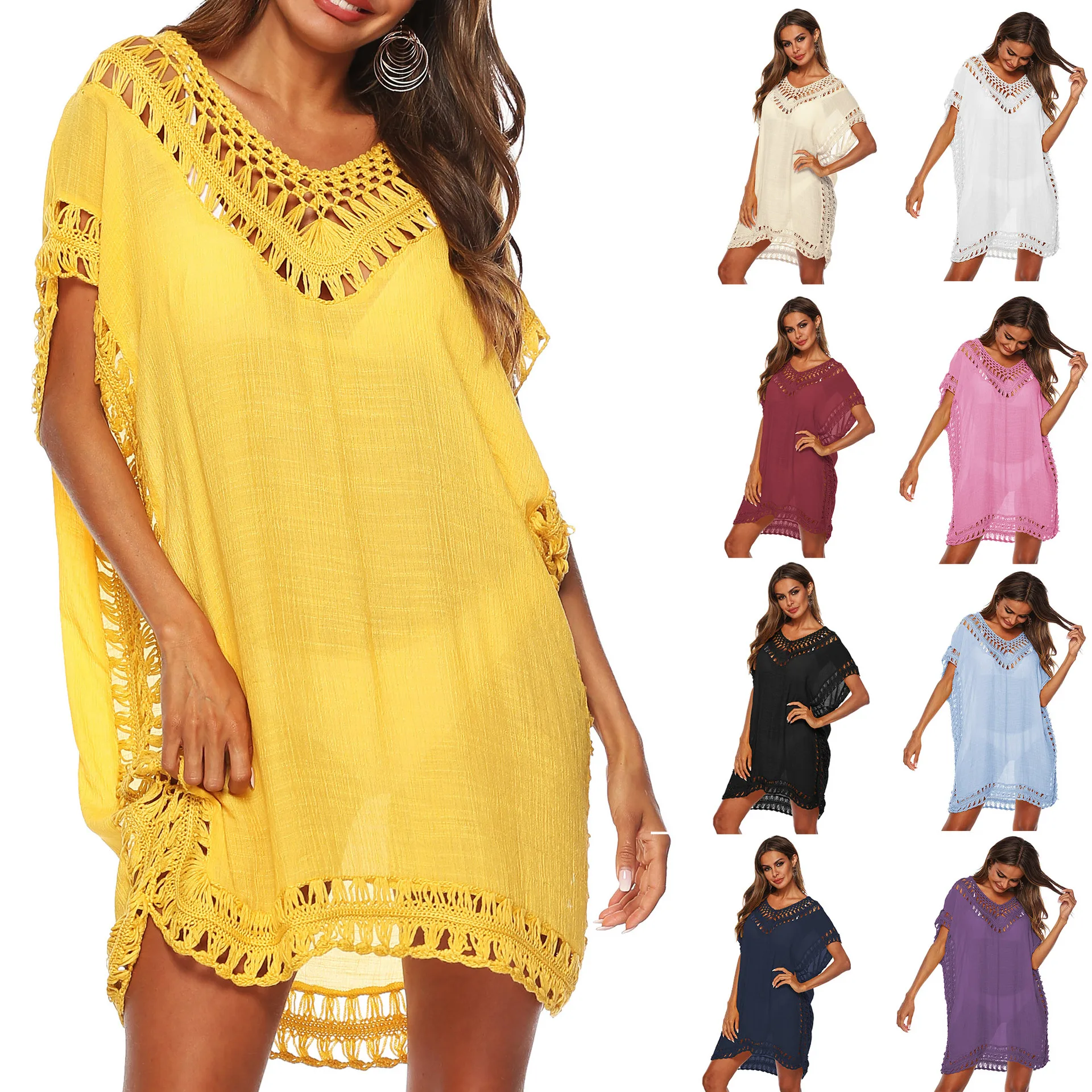 Fashion Summer ladies pure color splicing sexy hollow-out smocks loose beach skirt women casual sun dress blouse clothes, Picture color
Fashion Summer ladies pure color splicing sexy hollow-out smocks loose beach skirt women casual sun dress blouse clothes, Picture color