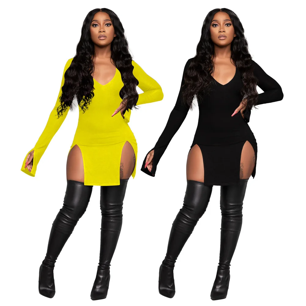 Sexy V Neck Black Dress Goth High Waist Long Sleeve Dresses Vintage Elegant Party Night Slit Dress Women Outwears
Sexy V Neck Black Dress Goth High Waist Long Sleeve Dresses Vintage Elegant Party Night Slit Dress Women Outwears