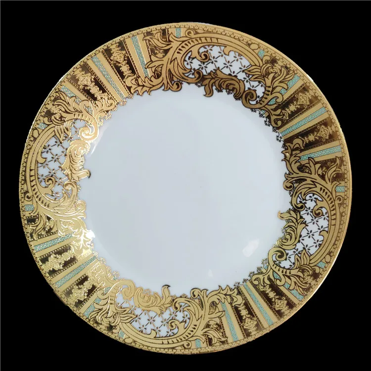 Wedding cake plates with stand with cake knife with 6 plates gold inlay fer party decorative cake set