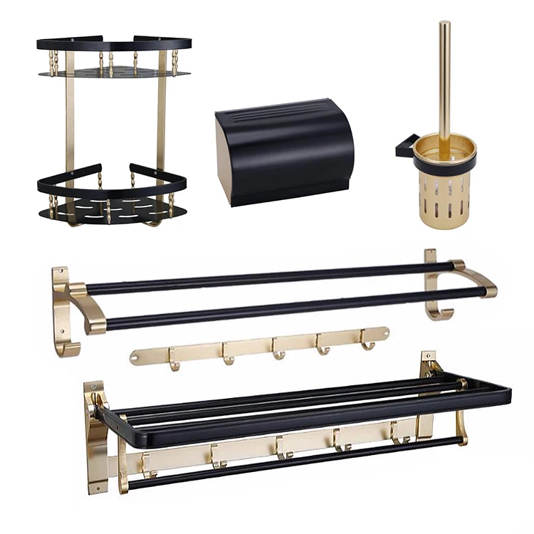 China Online 5 piece Accessory black gold luxury Wall Mount bath bathroom Toilet accessories set
China Online 5 piece Accessory black gold luxury Wall Mount bath bathroom Toilet accessories set