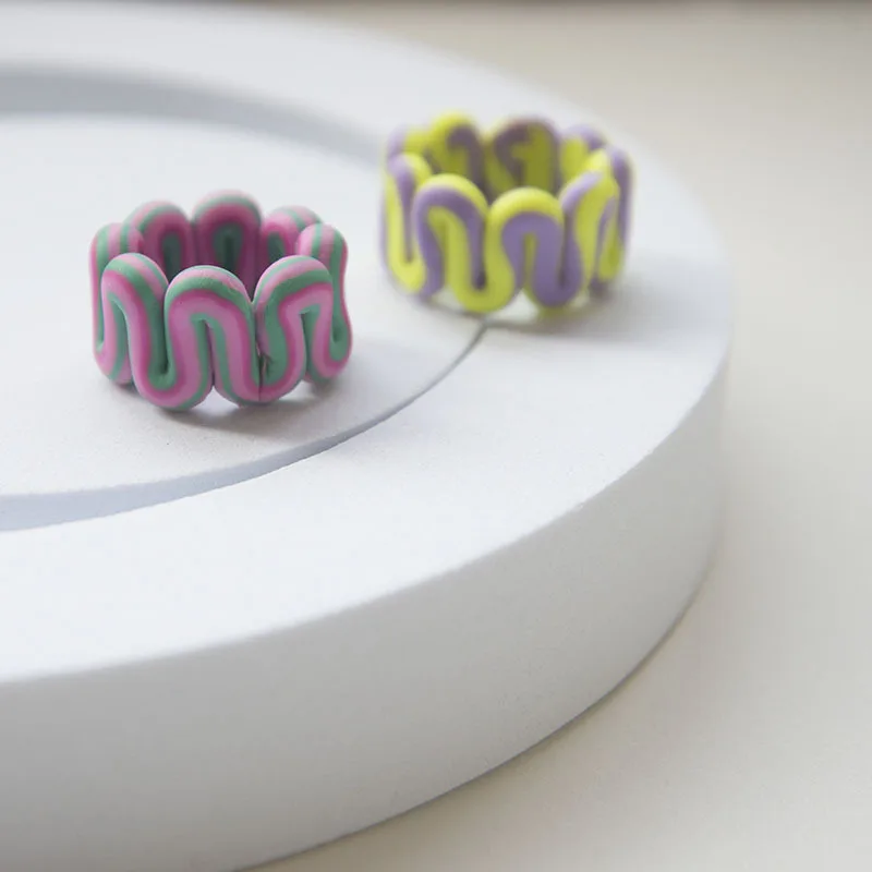 new fashion soft pottery ring candy color M-shaped fashion trendy ring marshmallow jewelry, Picture shows
new fashion soft pottery ring candy color M-shaped fashion trendy ring marshmallow jewelry, Picture shows