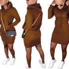 Hoodie Dress Dresses Dresses Women Women's Simple Long-sleeved Printed Hoodie Dress