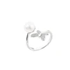 925 Sterling Silver Cz Cream Freshwater Cultured Pearl Butterfly Bridal Cocktail Adjustable Ring