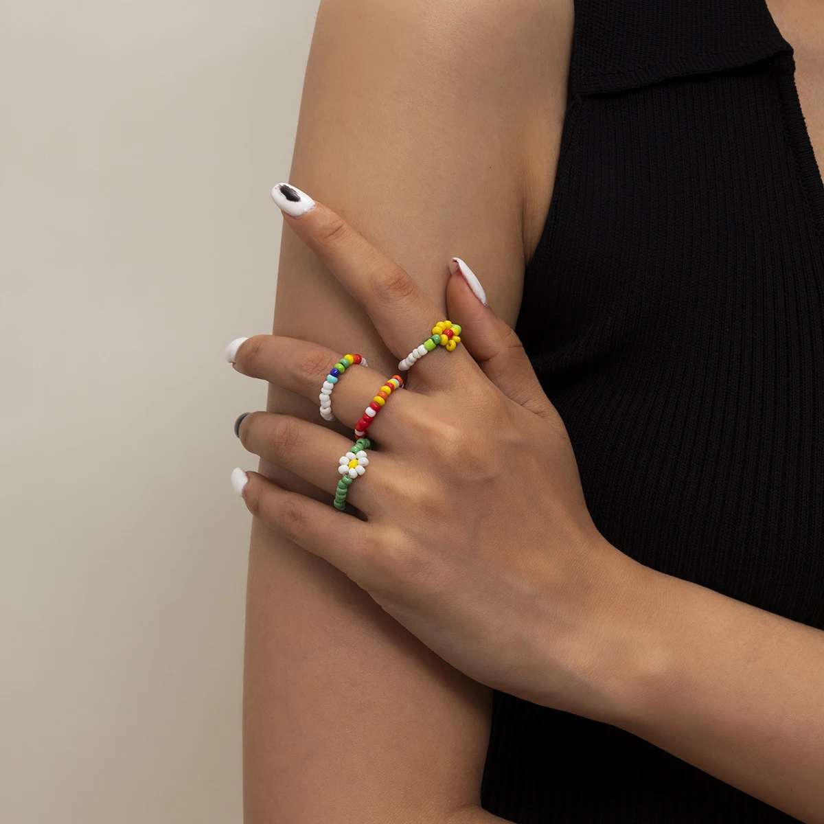 SHIXIN Colorful Acrylic Rings Set INS Multicolor Flower Beaded Rings Handmade Women Gift Finger Ring
SHIXIN Colorful Acrylic Rings Set INS Multicolor Flower Beaded Rings Handmade Women Gift Finger Ring