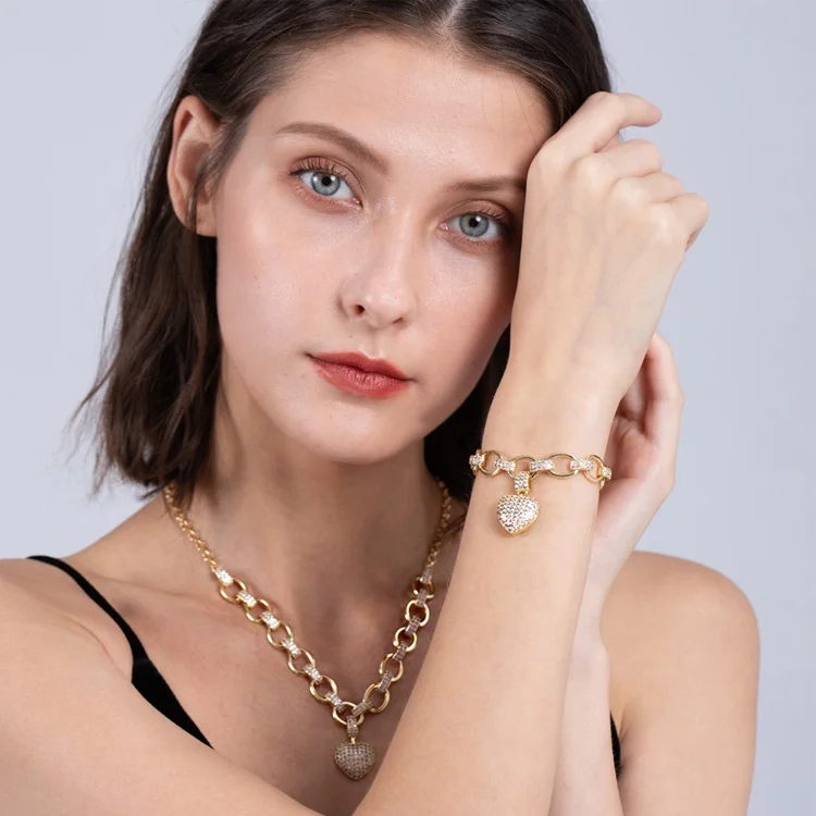 Cubic Zirconia Heart Pendant Necklace Bracelet Jewelry Set Elegant CZ Costume Jewellery
Cubic Zirconia Heart Pendant Necklace Bracelet Jewelry Set Elegant CZ Costume Jewellery
