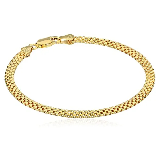 Vintage Sterling Gold Plated Mesh Chain Bracelet for Women Men Fine Jewelry Wedding Gifts, Gold color
Vintage Sterling Gold Plated Mesh Chain Bracelet for Women Men Fine Jewelry Wedding Gifts, Gold color