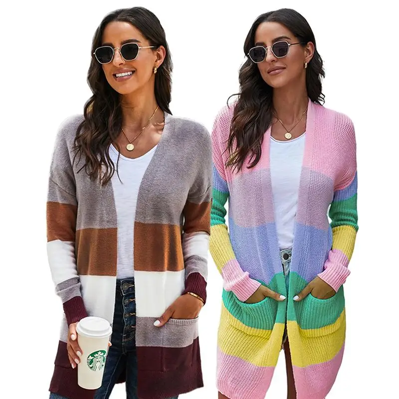 Wholesale Winter Women Open Front Colorblock Oversized Knitted Sweater Long Cardigan
Wholesale Winter Women Open Front Colorblock Oversized Knitted Sweater Long Cardigan