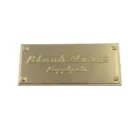 USA standard environmental custom brand name engraved clothing handbag metal logo plates and metal brand logo label