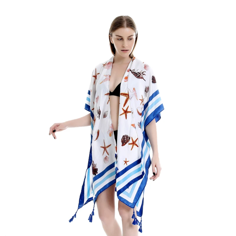 New Design Starfish Printed Short Sleeve Womens Long Kimono Sunscreen Beach Tassel Cardigan, 7 colors or customized
New Design Starfish Printed Short Sleeve Womens Long Kimono Sunscreen Beach Tassel Cardigan, 7 colors or customized