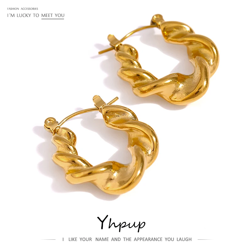 JINYOU 1203 Metal 18 K Gold Plated Minimalist Earrings Waterproof Jewelry Stainless Steel Twist Hoop Earrings
JINYOU 1203 Metal 18 K Gold Plated Minimalist Earrings Waterproof Jewelry Stainless Steel Twist Hoop Earrings