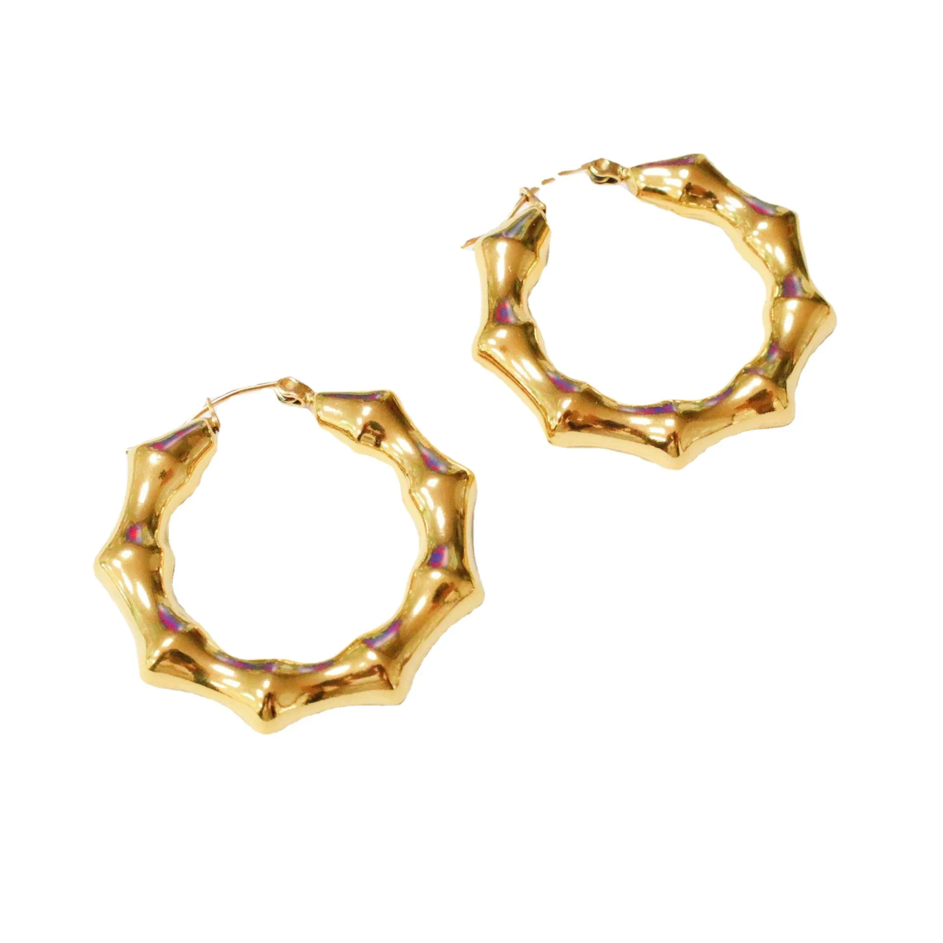 Trendy 18k Gold Plating Stainless Steel Bamboo Shape Clip on Earrings Large Bamboo Stainless Steel Hoop Earrings
Trendy 18k Gold Plating Stainless Steel Bamboo Shape Clip on Earrings Large Bamboo Stainless Steel Hoop Earrings