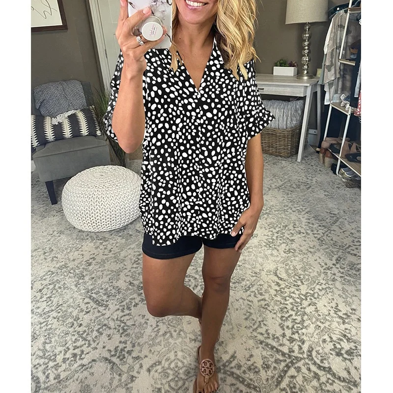 T336 blouse Summer Woman Tshirts Polka dot printing short sleeves Plus Size clothes Chiffon Tops For Women's Sundress Clothing
T336 blouse Summer Woman Tshirts Polka dot printing short sleeves Plus Size clothes Chiffon Tops For Women's Sundress Clothing