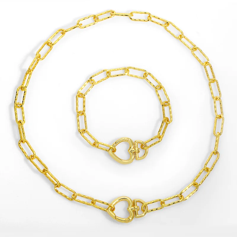 Vacuum Plated Paperclip Bracelet Necklace Texture Rectangle Paperclip Link Heart Semicircle Clasp Necklace
Vacuum Plated Paperclip Bracelet Necklace Texture Rectangle Paperclip Link Heart Semicircle Clasp Necklace