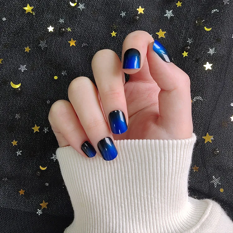 Short Square Blue black ombre press on nails artificial nail tips false press on nail in box
Short Square Blue black ombre press on nails artificial nail tips false press on nail in box