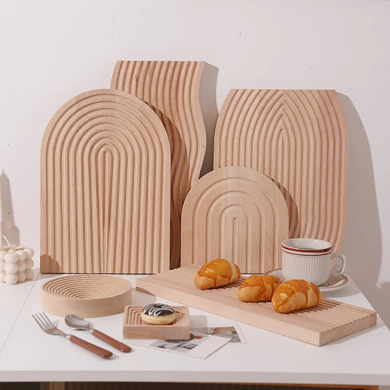 

Water ripple wooden breadboard tray household beech aromatherapy storage afternoon tea tray breakfast cutting board dinner plate