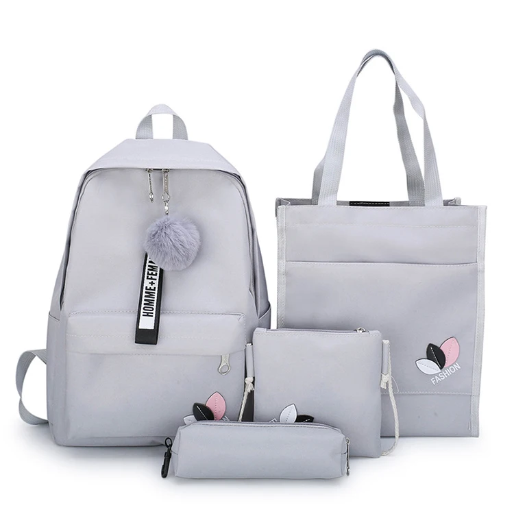SCB042 Fashion new style cute plush pendant girl 4 pieces bags college child backpack for kids school bag set
SCB042 Fashion new style cute plush pendant girl 4 pieces bags college child backpack for kids school bag set