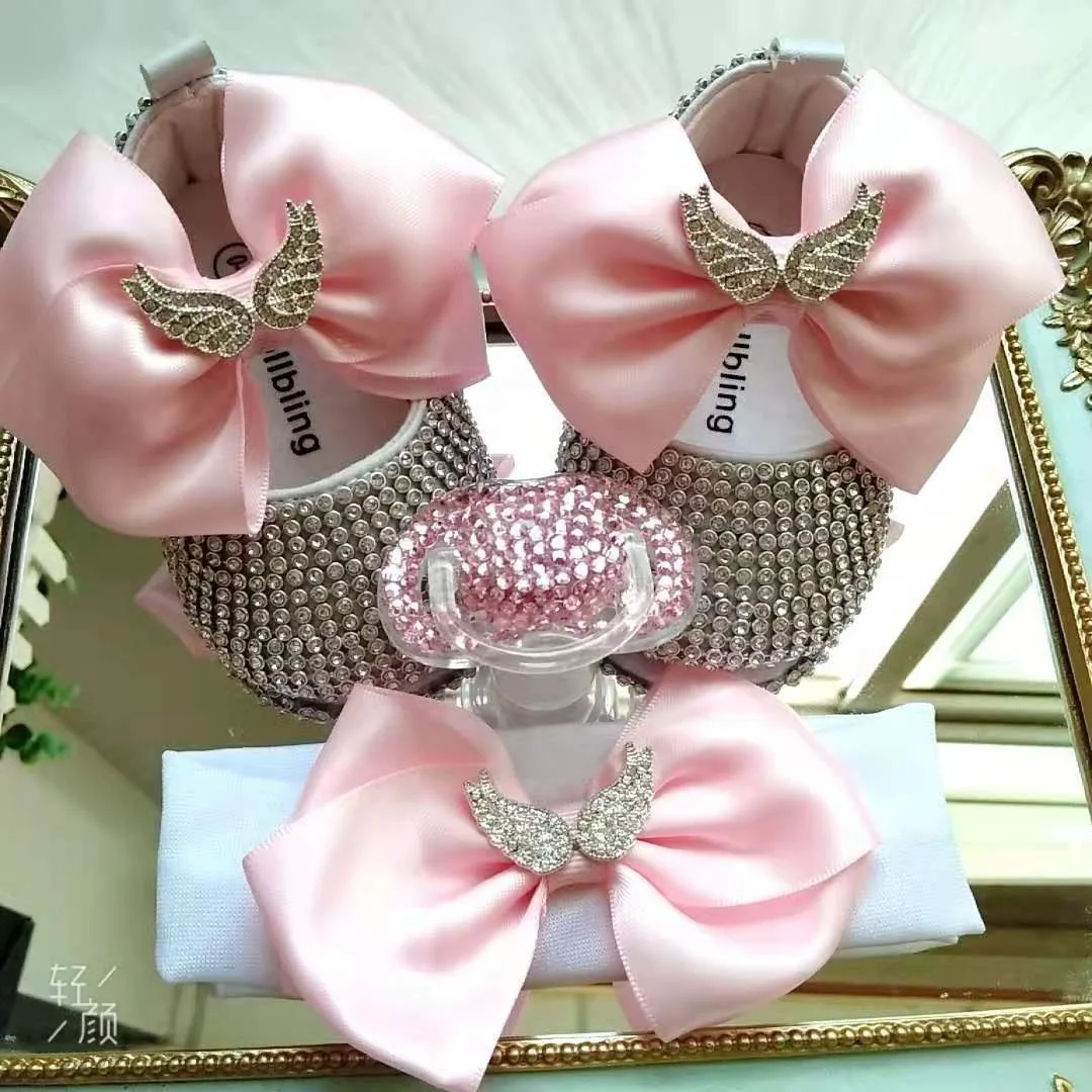 Pink Satin Baby Shoes Booties Newborn Toddler Ballerina Shoes Flower Girl Shoes with Bling Pacifier for Princess Gift Set, Soft pink/ custom
Pink Satin Baby Shoes Booties Newborn Toddler Ballerina Shoes Flower Girl Shoes with Bling Pacifier for Princess Gift Set, Soft pink/ custom