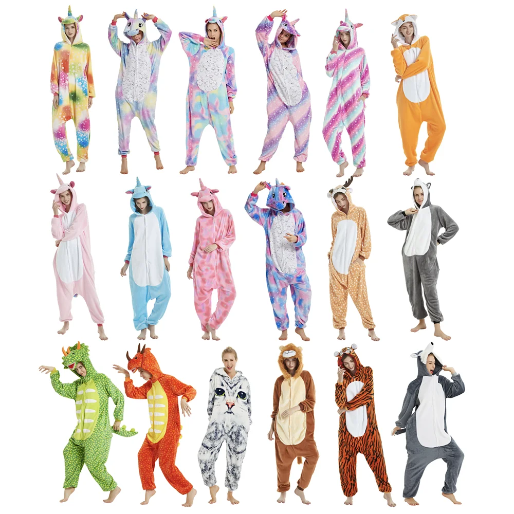 

Wholesale Pijamas Kigurumi Mommy And Kids Cartoon Animal Jumpsuit Flannel Onesie Pajamas For Home Wear