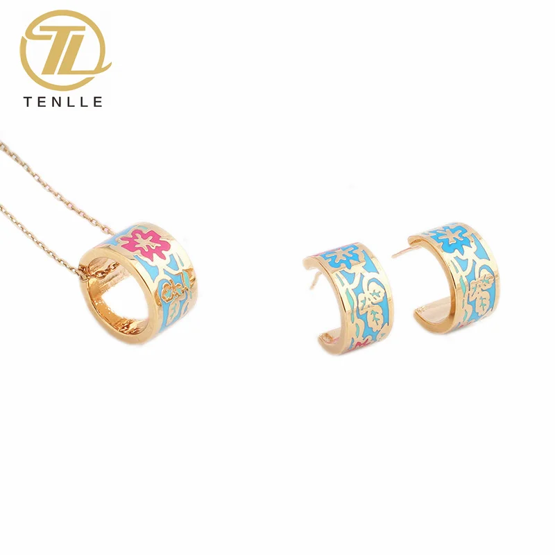 Luxury Fashion Jewelry Classic Flower Enamel Jewelry Stainless Steel Earrings Necklace With Gold Finger Rings For Sale
Luxury Fashion Jewelry Classic Flower Enamel Jewelry Stainless Steel Earrings Necklace With Gold Finger Rings For Sale